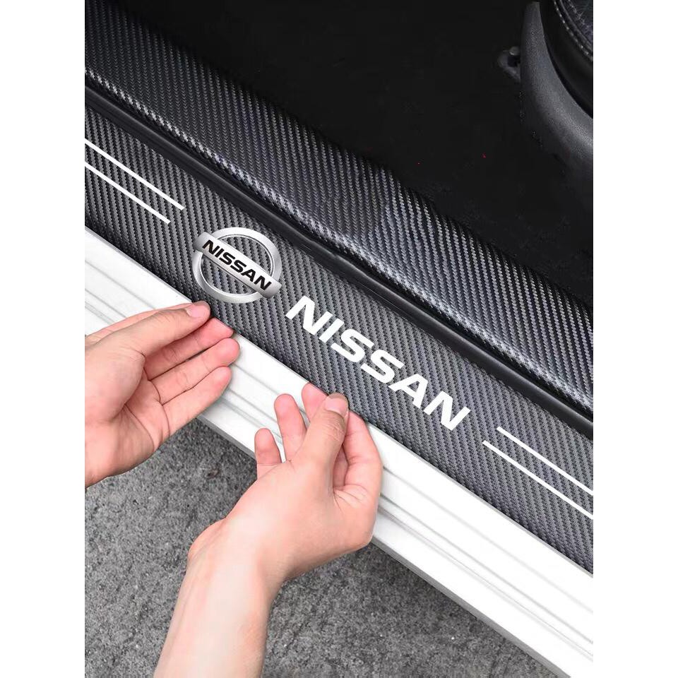Carbon fiber leather step sticker Proton Perodua Honda Toyota door sill ...