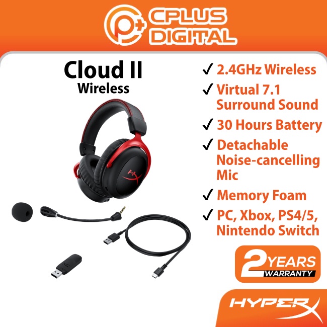 HyperX Cloud II Wireless Gaming Headset 2.4GHz Wireless 7.1