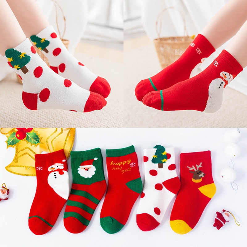 ⊙Children s socks, girls, autumn and winter, Christmas socks, small