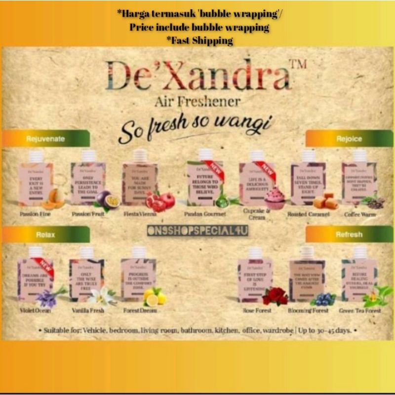Car Perfume / Air Freshener De'Xandra (Pewangi Kereta De'Xandra) [10ml] (Ready Stock) Shopee