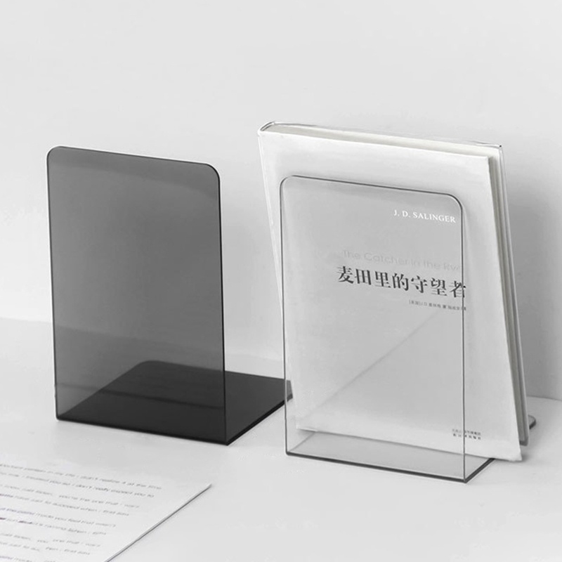 Stat 2pieces Bookends LShaped Transparent Book Ends Organiser Stand