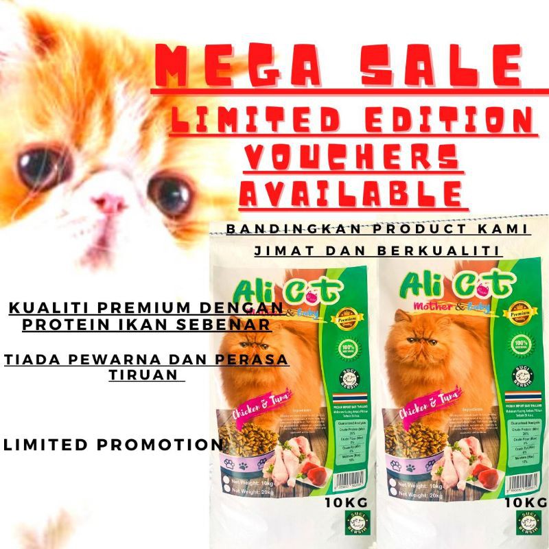 Makanan Kucing Murah 10kg AliCat Chicken & Tuna ( Mother & Baby Cat ...