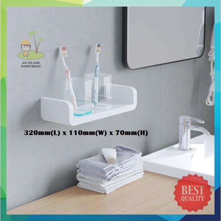 【HOMEWARE】Bathroom/Kitchen Floating Wall Shelf No Drill Hanging Storage
