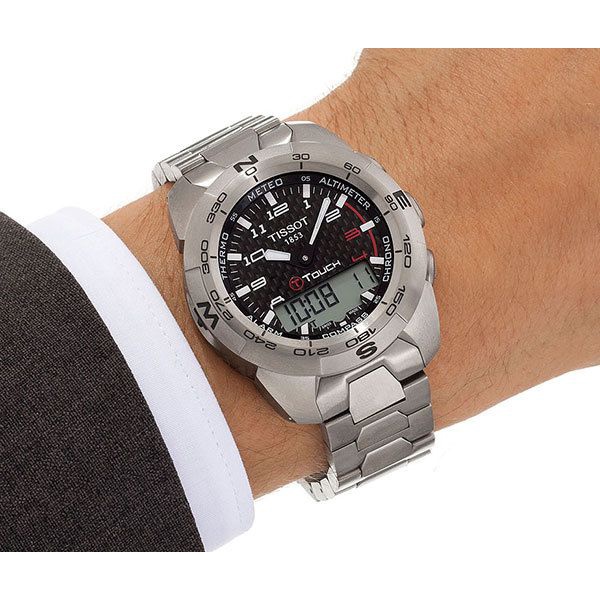 TISSOT T013.420.44.202.00 T0134204420200 Men Ana Digi Watch T TOUCH EXPERT TITANIUM 43.6mm Black Carbon Original Shopee Malaysia