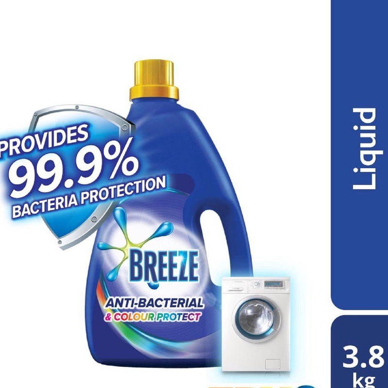 Breeze Liquid Detergent Anti Bacterial And Colour Protect 3 8kg Shopee