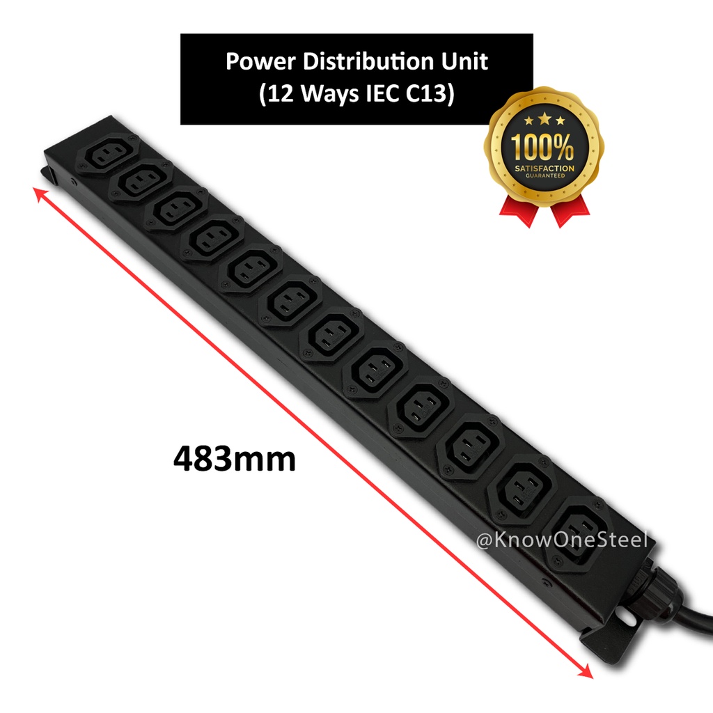PULSE PDS8-C13 8-Way IEC C13 Switch Panel PDU - 19" 1U Rack Mount, UK Plug, 10A Breaker