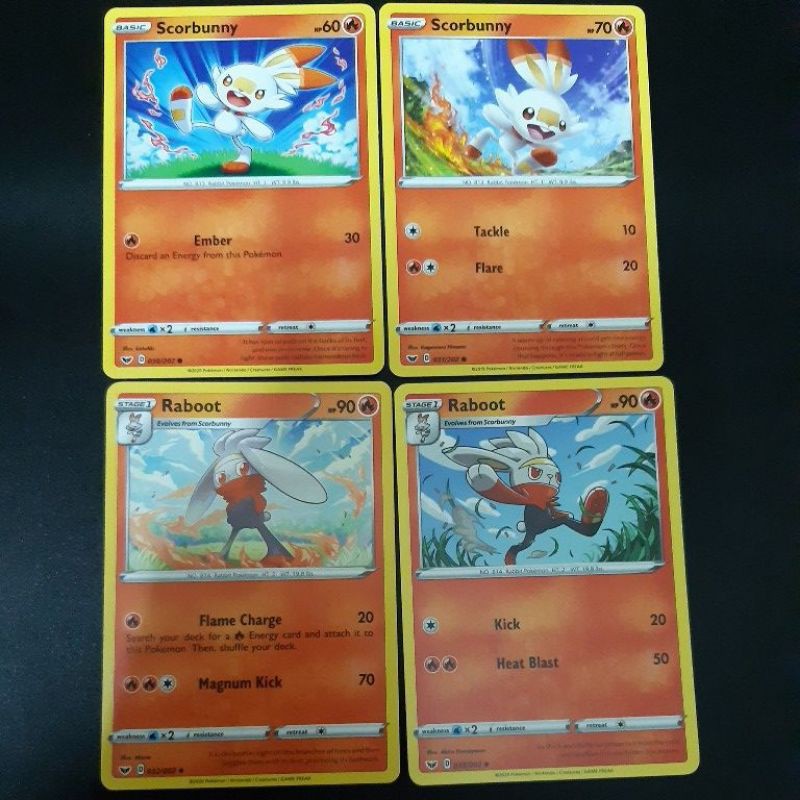 Pokemon Card TCG : Scorbunny & Raboot Set-4cards (NON HOLO) 100% Original Pokemon  Card | Shopee Malaysia