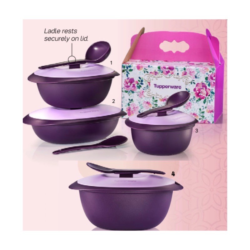 Tupperware Purple Royale Serveware Set (4pcs) | Shopee Malaysia