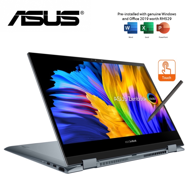 Asus Zenbook Flip 13 Oled Ux363e Ahp552ts 133 Fhd Touch Laptop Pine Grey I5 1135g7 8gb 8048