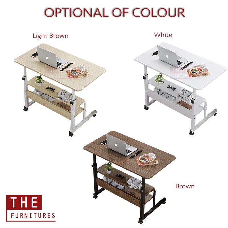 (L60/80)cm Adjustable Bedside Laptop Table Sofa Side Table With Wheels