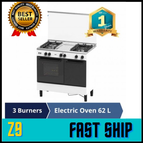 Zanussi 4 Burner Freestanding Gas Cooker with 62L Gas Oven ZCG940W