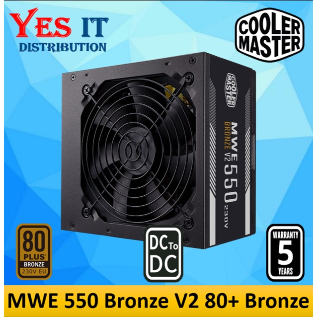 Cooler Master MWE 550 Bronze V2 230V 80 Plus Bronze Power Supply PSU ...