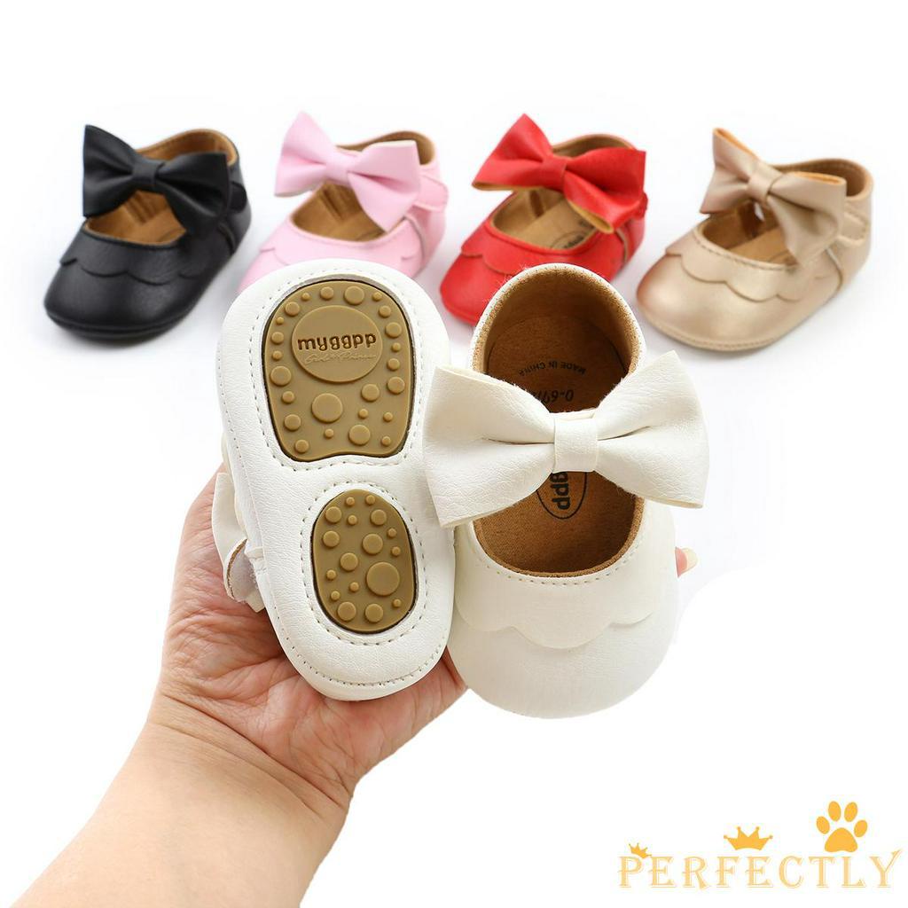 Perfectly-Baby Girls Flat Shoes, First Walker BowKnot Solid Soft Sole Shoes Newborn Girls ...