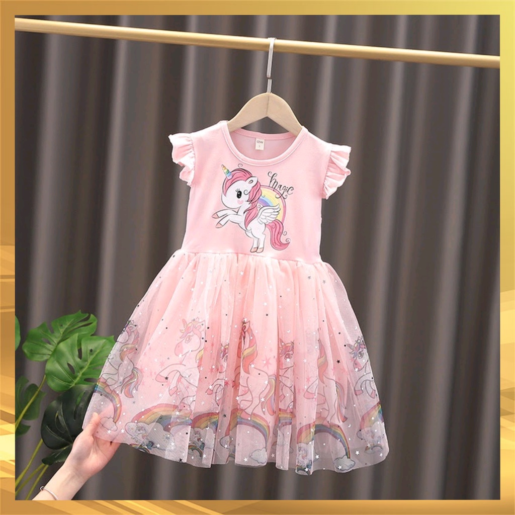 HI5BABY Girls Princess Unicorn Dress Children Party Clothing Kids Rainbow Tutu Dress Baju Raya 2023 Baju Budak Perempuan Shopee Malaysia