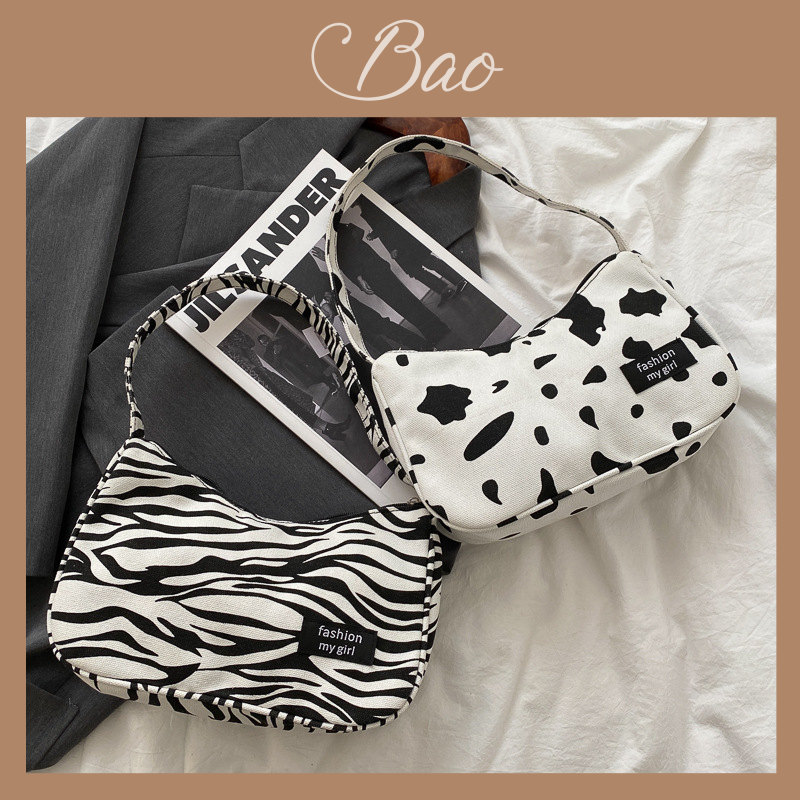 Women’s Cow Print Faux Fur Shoulder Bag – Fluffy Clutch Purse With Zipper, Underarm Handbag, 9x4.7x2 Inches