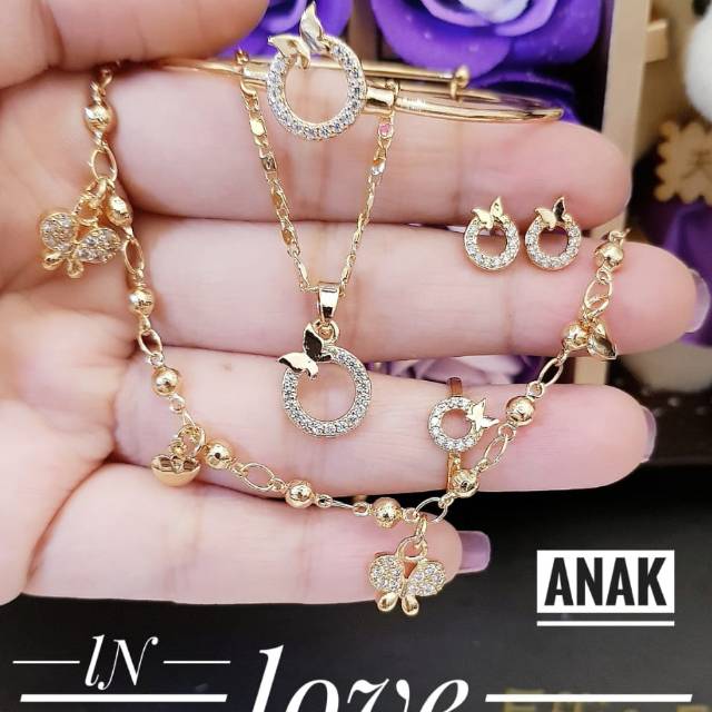 New!! 18k Gold Plated Children's Jewelry set 1052j Shopee Malaysia