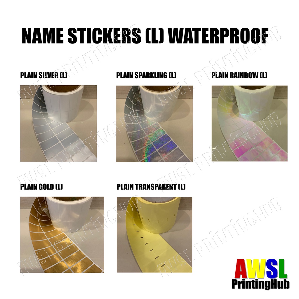 Name Sticker L (50) Waterproof Sticker Plain LARGE Sticker Label Print ...