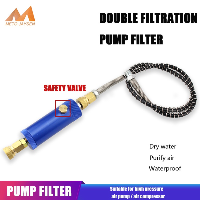 High Pressure Pump Air Filter with 50cm Hose and M10x1 Blue Hand Pump