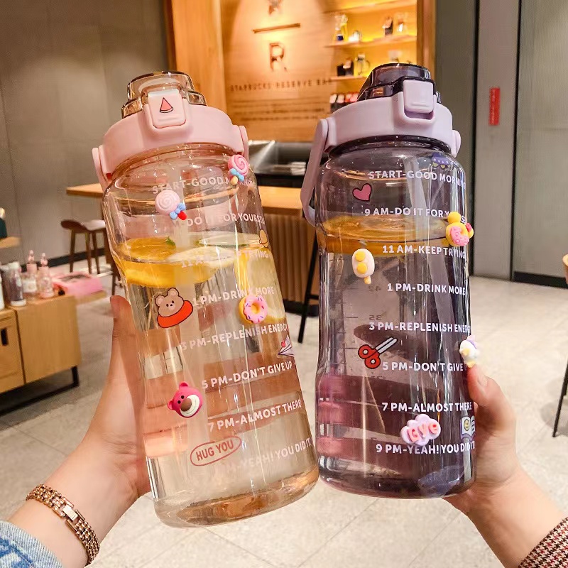 1pc 600ml Cute Student Water Bottle With Straw And Handle, Graduation Gift  For Boys And Girls, Suitable For Kindergarten