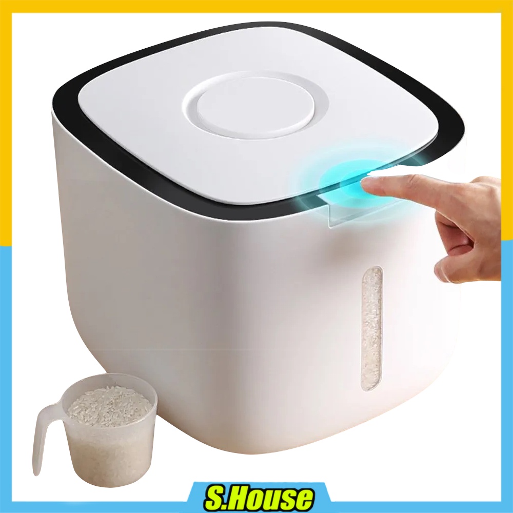 Ecoco 10Kg Rice Grain Storage Box Food Container Press Open Cup Bekas ...