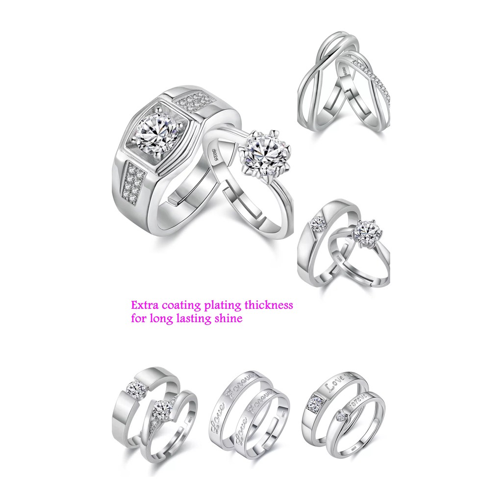 100 Silver Couple Ring** Wedding Band** Cincin Merisik** Cincin Tunang
