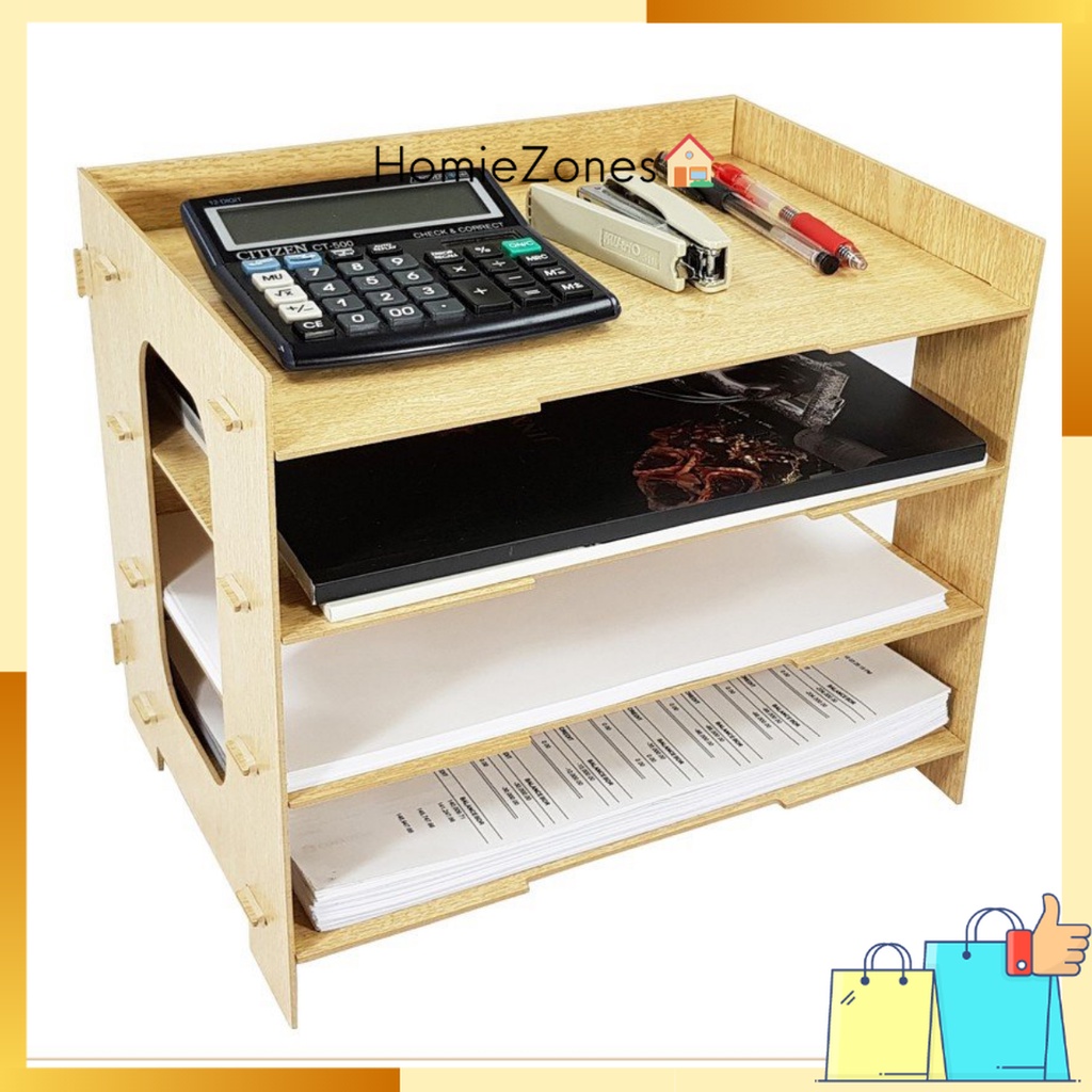 Wooden 4 level desktop rack, Wooden 4 level table rack, Document rack ...