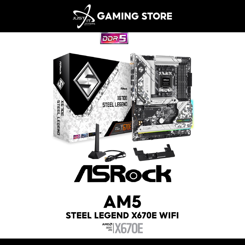 ASROCK STEEL LEGEND X670E GAMING WIFI DDR5 AM5 MAINBOARD 7600 / 7600X