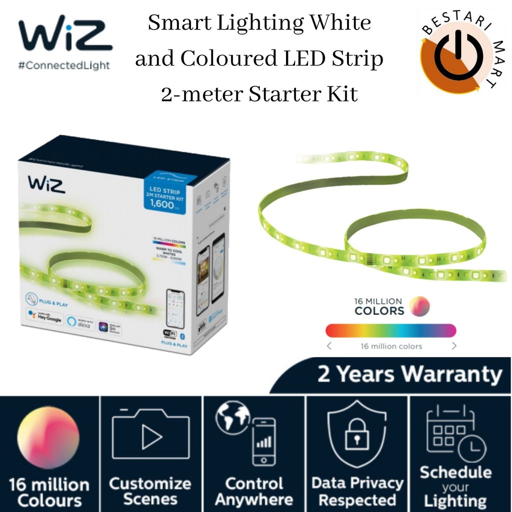 Wiz Smart Lighting White And Coloured Led Strip 2 Meter Starter Kit Shopee Malaysia 1794