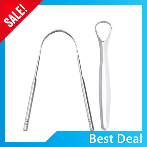 Best Buy Tongue Scraper 2 Pack in Different Shapes Stainless Steel Tongue Cleaners (Standard