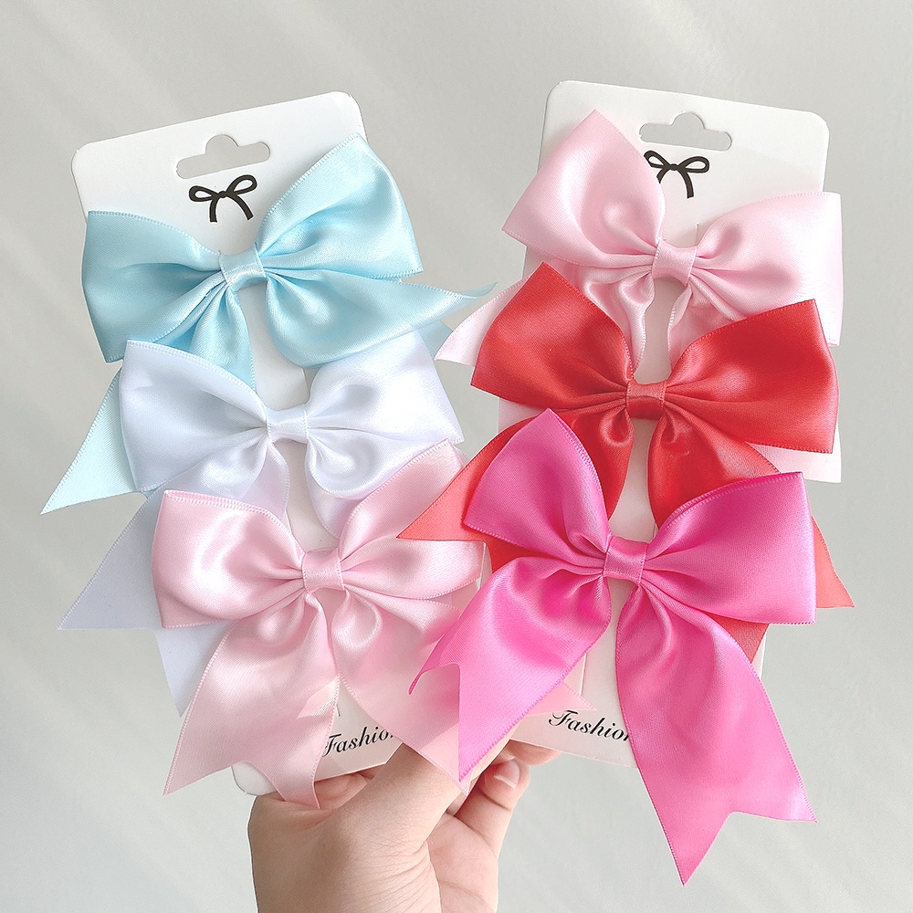 3Pcs/set 4.52inches Solid Color Bows Hair Clips for Cute Gilrs Handmade ...