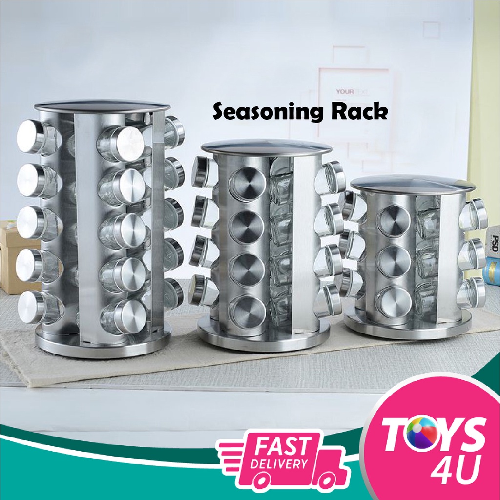 Stand Seasoning Rack 21.5cm/27.5cm Spice Rack 12-Jar/16-Jar Revolving ...
