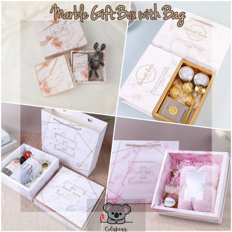 Marble gift box with paper bag set birthday gift party gift box door ...