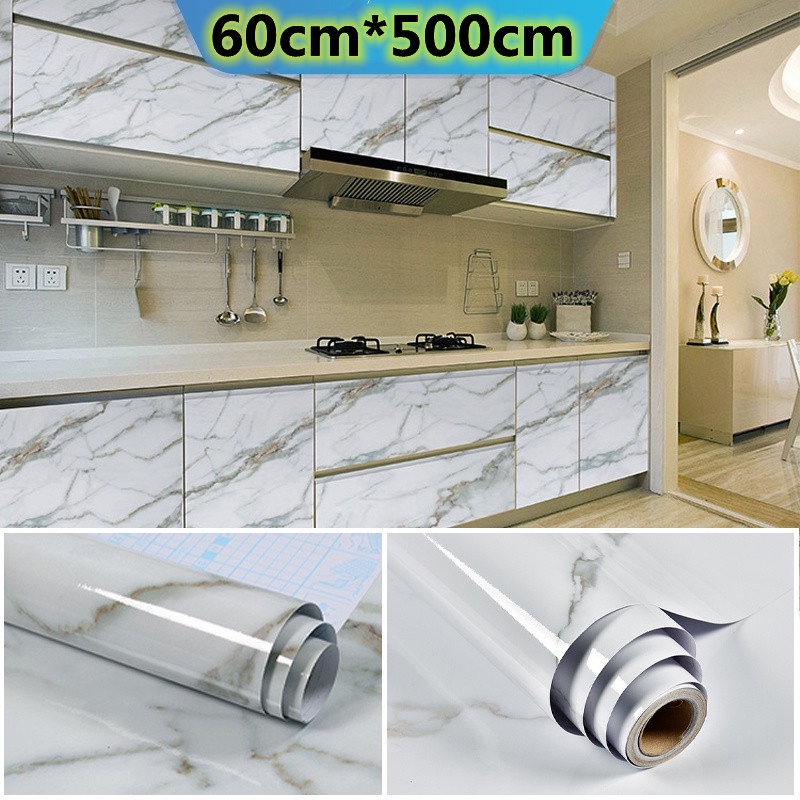 60cm*5m Waterproof Marble Wallpaper Vinyl Self Adhesive Film Living ...