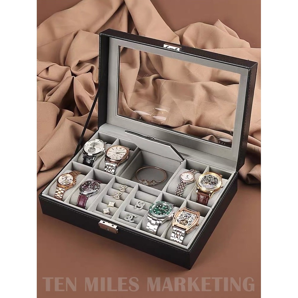 ☑️Preferred🌟Premium 8+2 Watch Display Box With Ring Necklace Jewellery ...
