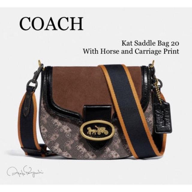 Coach kat saddle bag with horse and carriage print sale