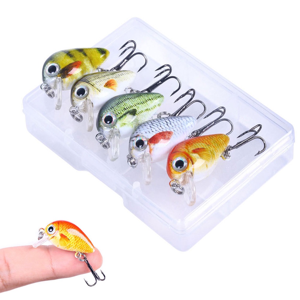 Kit 5 Mini Crankbait Artificial Bait Fishing Lures 3cm 1.5g Top