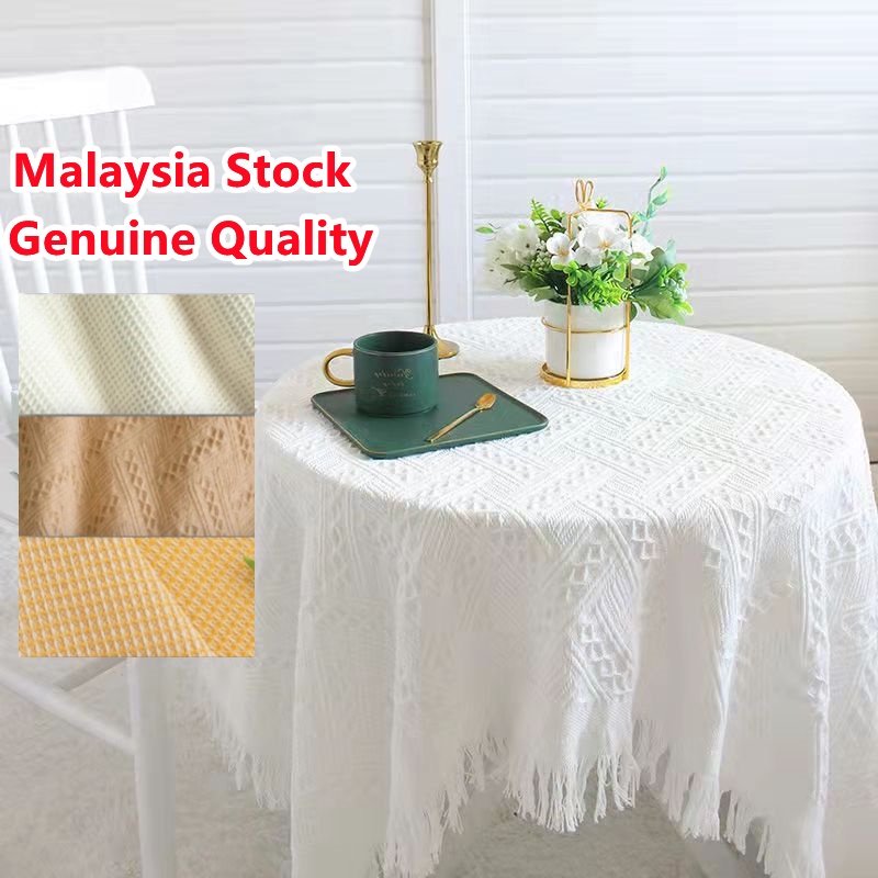 【MY STOCK&COD】INS White Tgird Table Cloth Coffee Table Cloths Party Tablecloth Picnic Cloth