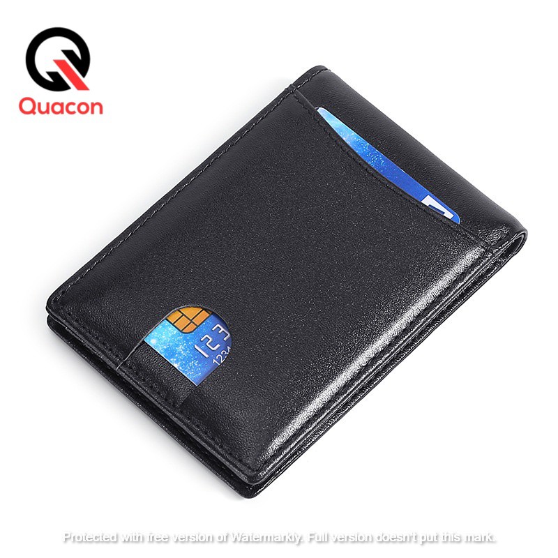 RFID-Blocking Minimalist Slim Compact Premium Genuine Leather Bifold ...