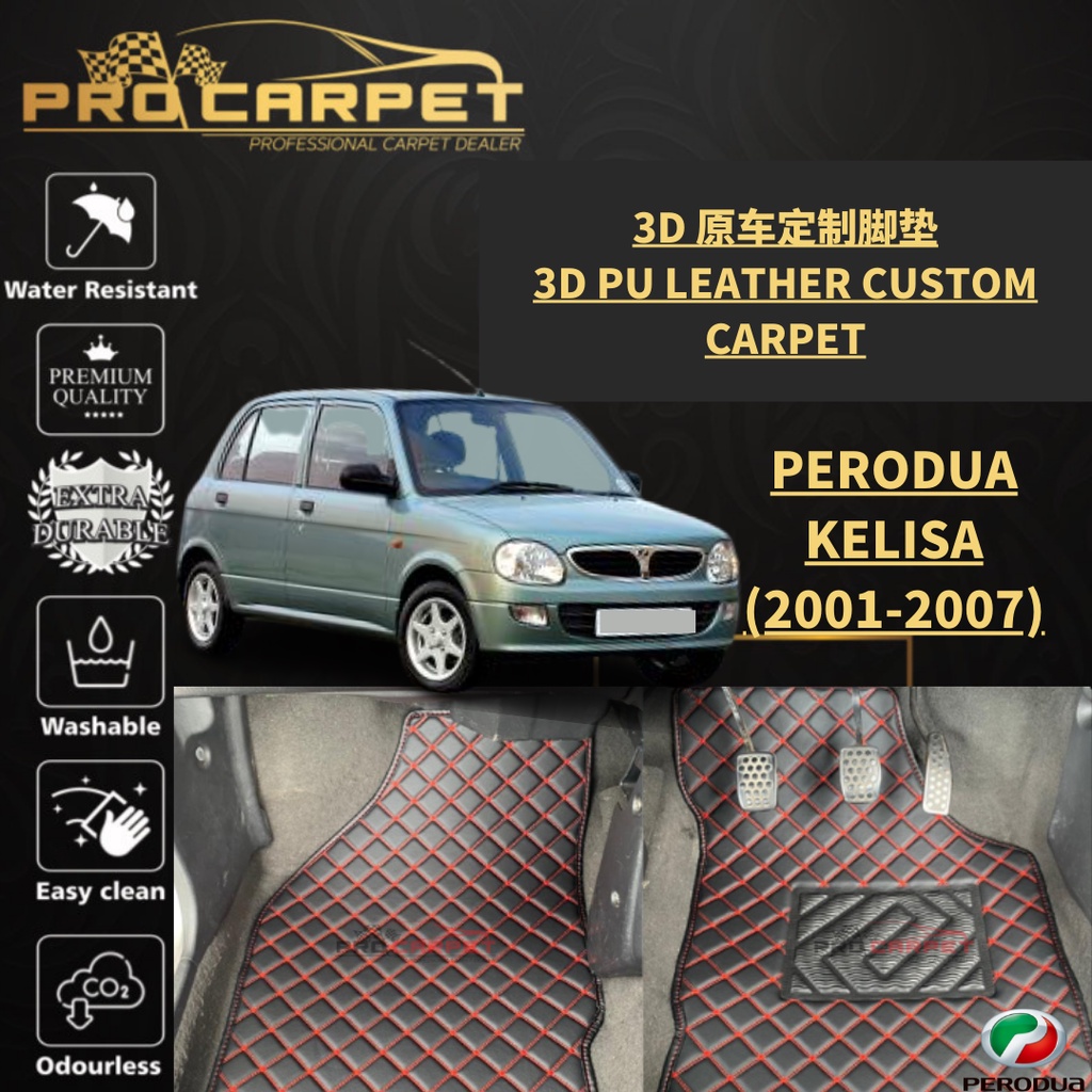 PERODUA KELISA (2001-2007) CAR ACCESSORIES CAR FLOOR MAT CARMAT 3D PU ...