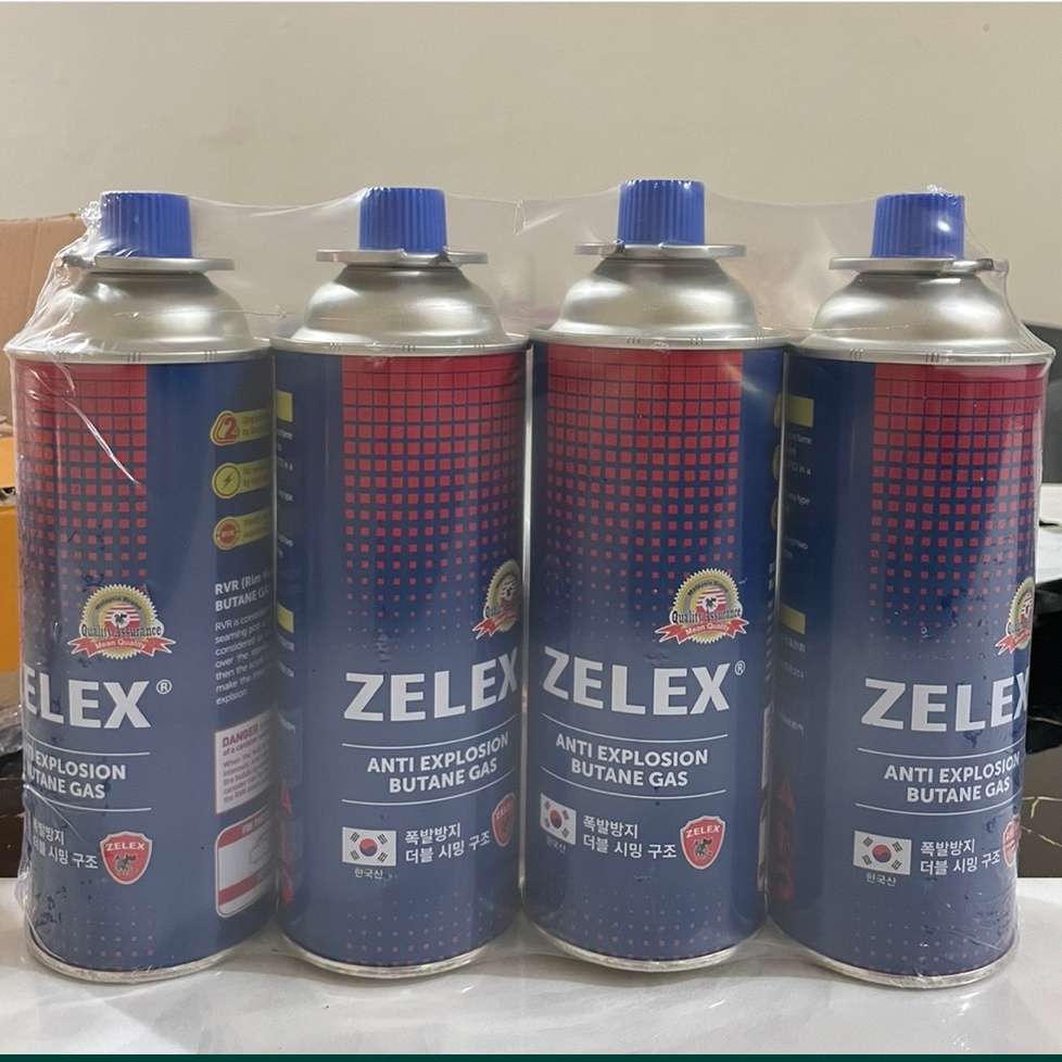 ZELEX Liquefied Butane Gas Cartridge Refill 230g / Gas Tin / Gas Dapur 1 Unit 4 Unit 1 Dozen