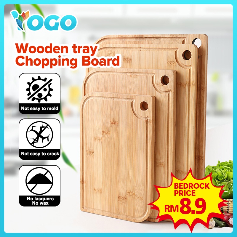YOGO Cutting Board Papan Pemotong Wooden Tray Bamboo Chopping Board Fruit Double sided Mildew