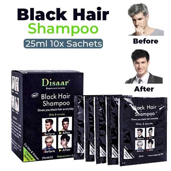 Disaar Black Hair Color Shampoo Natural Color 25ml-1Box 10sachet ...