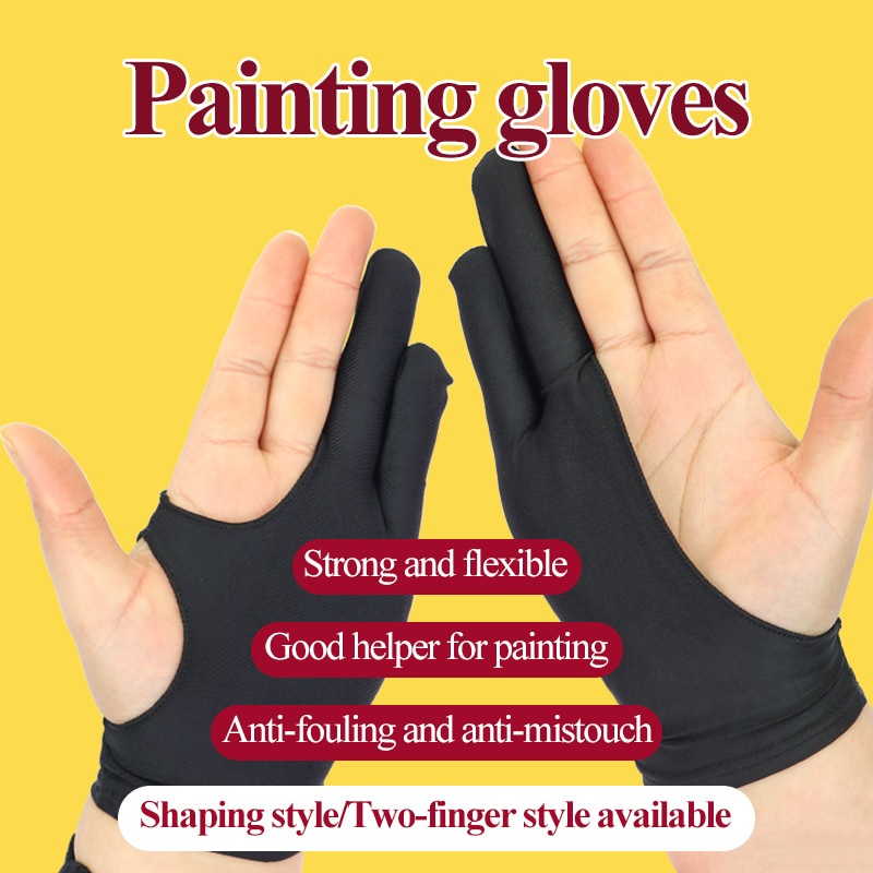 1pc Two-finger Painting Drawing Gloves Anti-fouling Anti-mistouch  Anti-sweat Fingerless Gloves