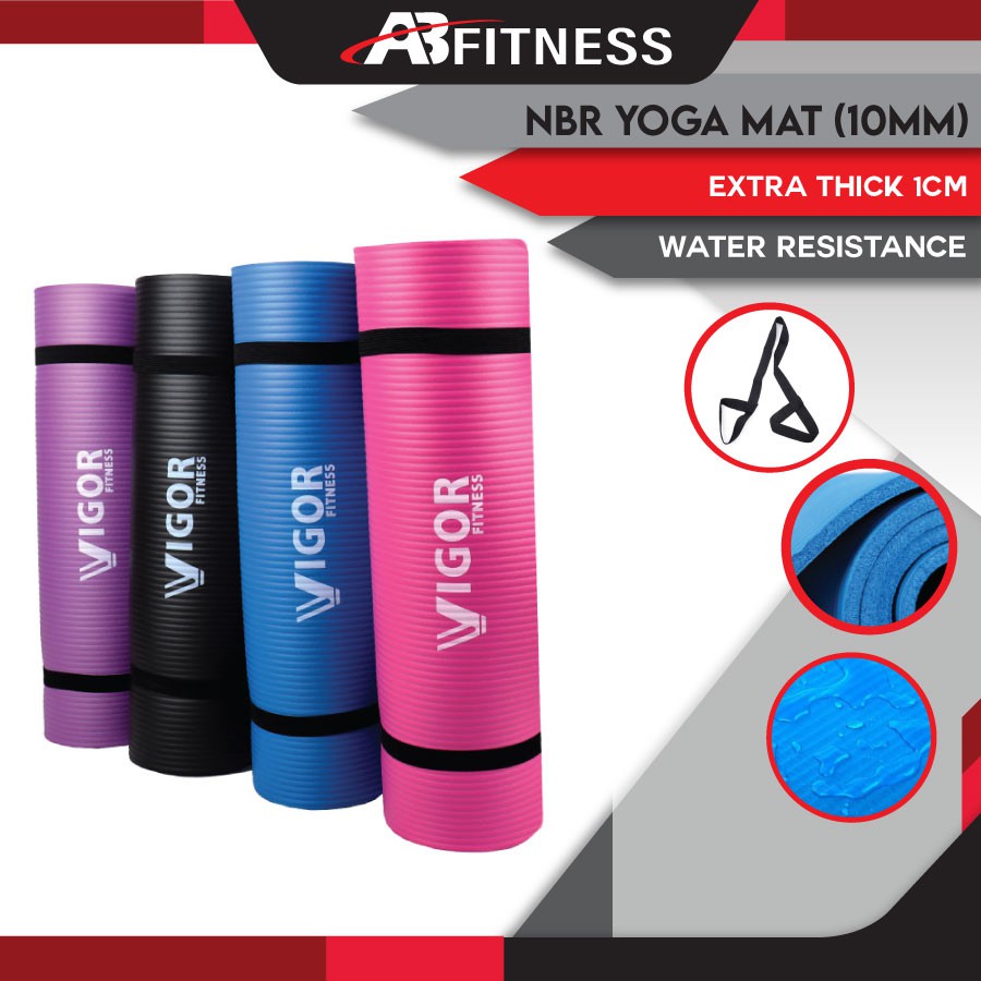 VIGOR FITNESS NBR Yoga Mat (10mm) [Free Strap] Tikar Workout Tikar ...