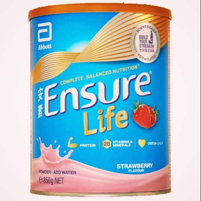 ABBOTT Ensure Life Strawberry (IMPORT SINGAPORE) - 850 Gram Cans ...