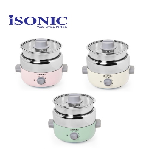 Isonic Electric Hot Pot - Creamy White/Pink/Light Green IMC-HP1200 ...