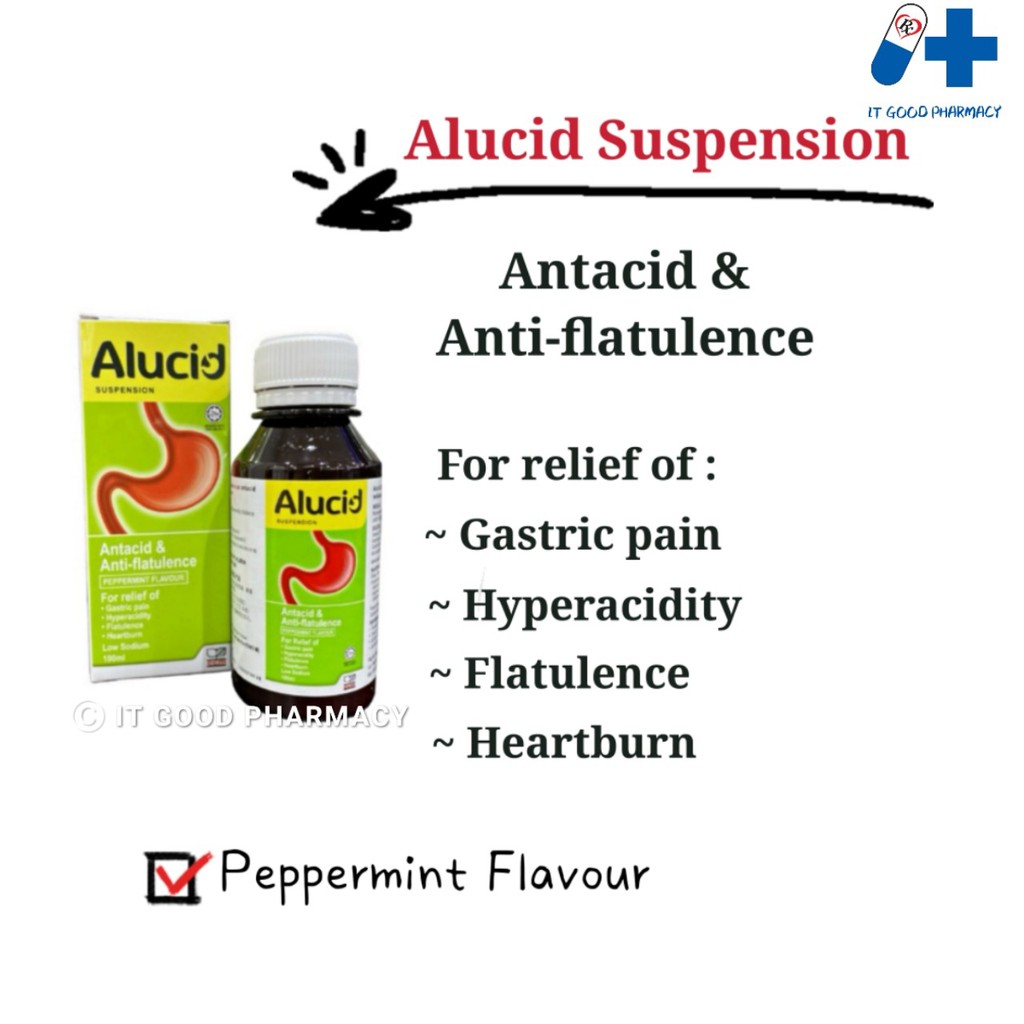 Alucid Suspension 100ml (Antacid & Antiflatulence) [Expired 08/2025] Shopee Malaysia