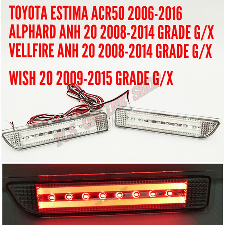 Toyota Estima, Alphard, Vellfire, Wish, Rav4 Rear Bumper Reflector LED ...