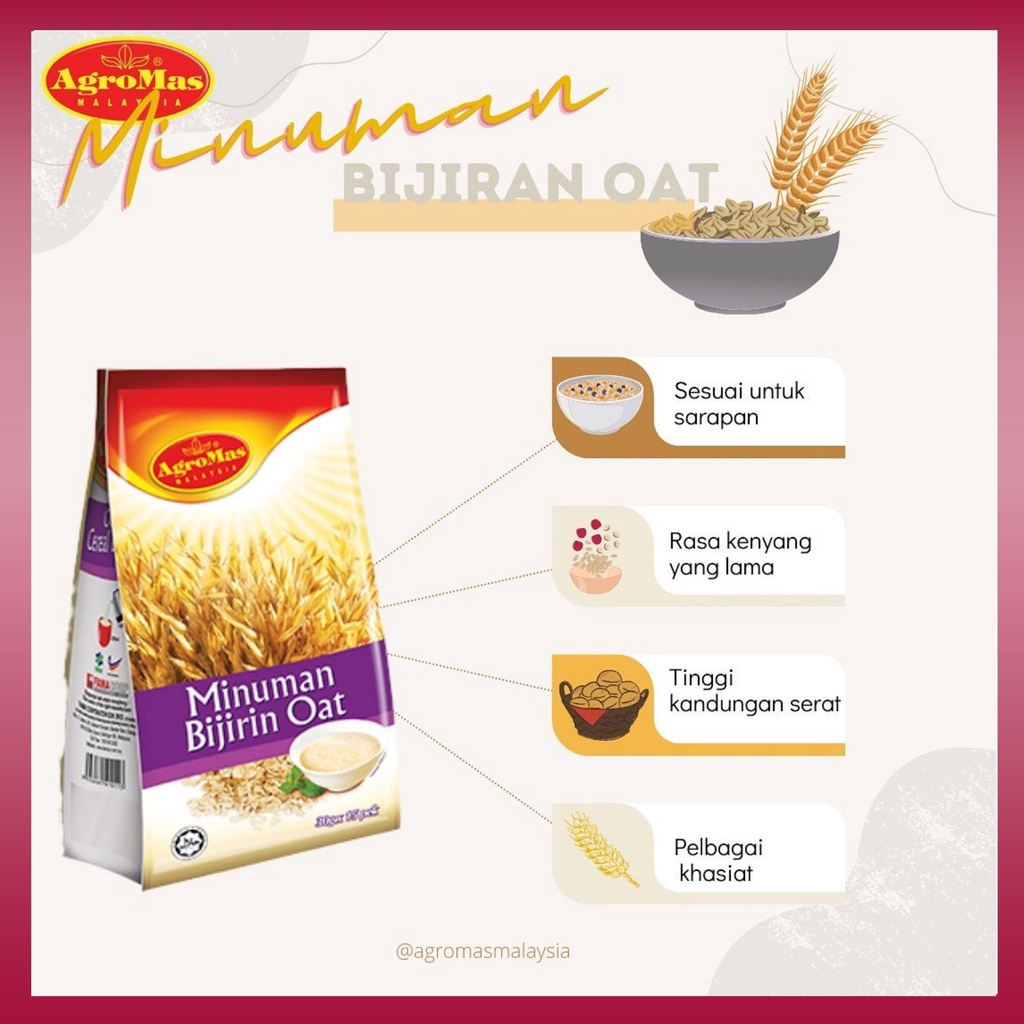 AGROMAS Minuman Bijirin Oat 4 in 1 Cereal Oat Drink Instant Premix Oat ...