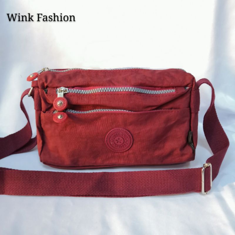 Ready Stock Unisex Women Men Waterproof Multi Zip Compartment Sling Bag Kipling Material Light Weight Shopee Malaysia